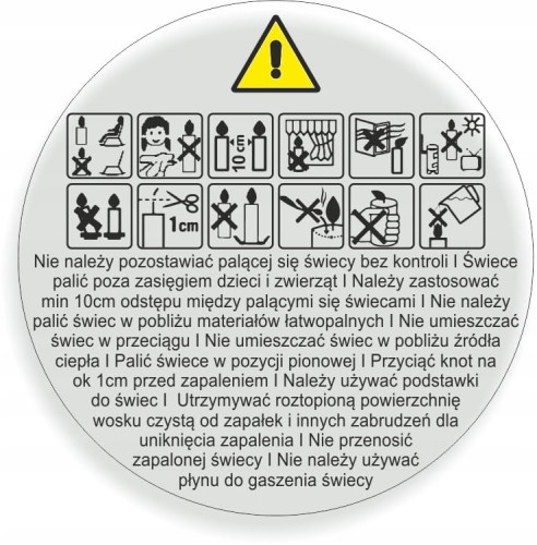 Naklejki PRZEZROCZYSTE ostrzegawcze do świec 37mm 250szt