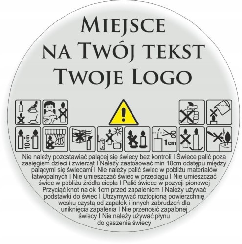 Indywidualne BEZBARWNE Naklejki z LOGO na świece 47mm 200szt
