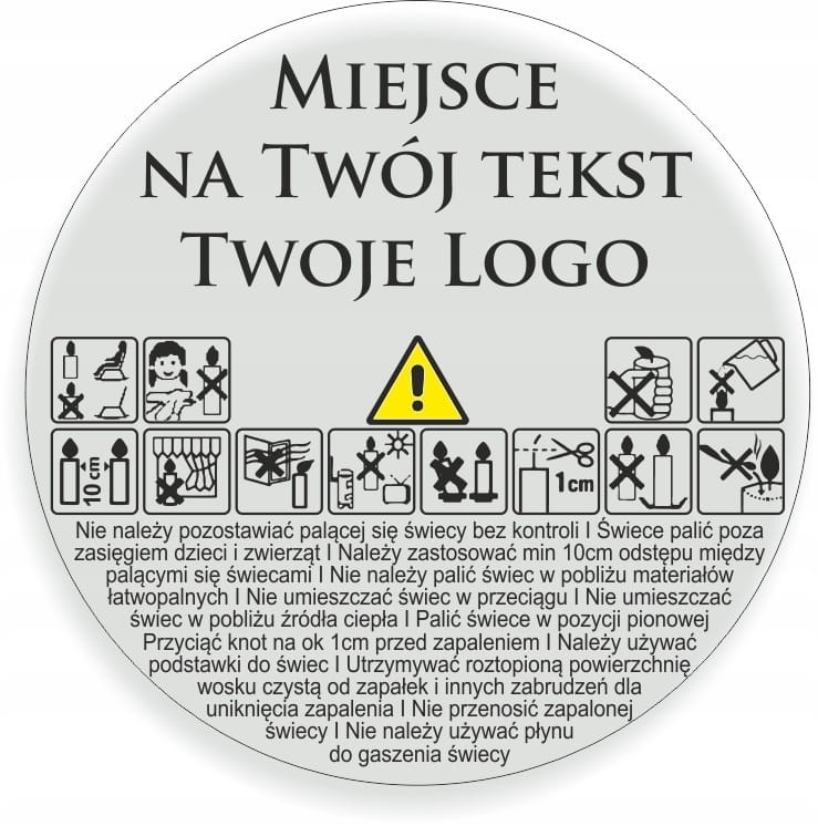 Indywidualne BEZBARWNE Naklejki z LOGO na świece 47mm 200szt