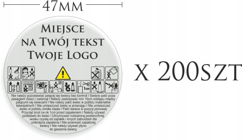 Indywidualne BEZBARWNE Naklejki z LOGO na świece 47mm 200szt