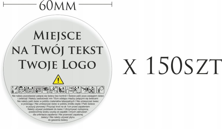 Naklejki BEZBARWNE na świeczki Twoje LOGO 6cm 150szt