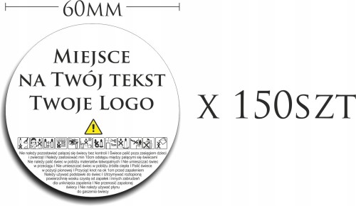 Personalizowane Naklejki na świece piktogramy z LOGO 6cm  150szt