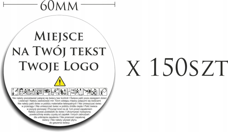 Personalizowane Naklejki na świece piktogramy z LOGO 6cm  150szt