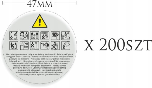 BEZBARWNE Naklejki znaki ostrzegawcze świec 47mm 200szt