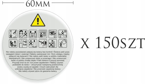Naklejki BEZBARWNE na świece świeczki 6cm 150szt