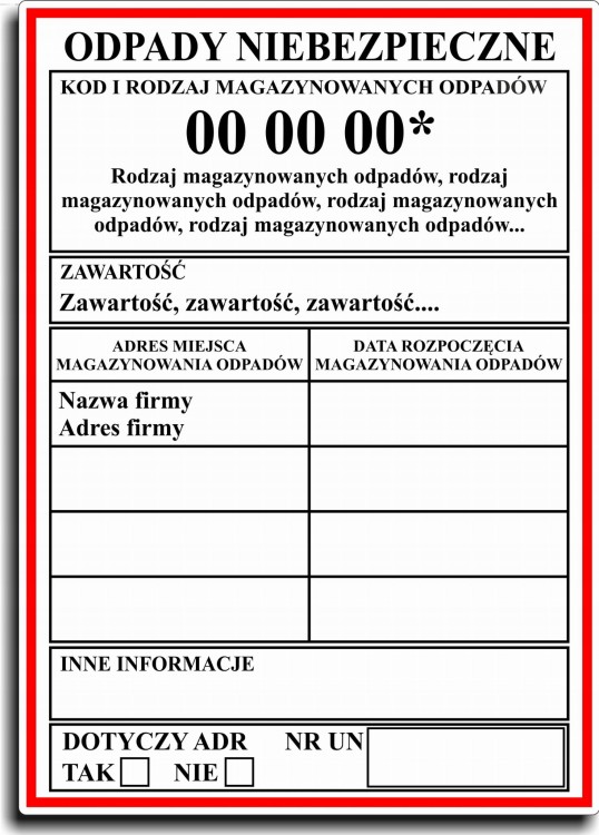 ODPADY NIEBEZPIECZNE Naklejki Etykiety FOLIA 100szt