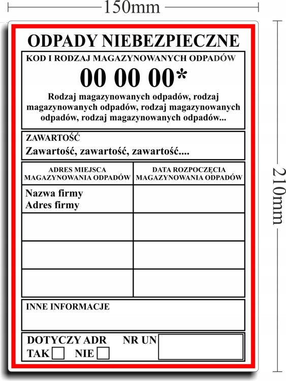 ODPADY NIEBEZPIECZNE Naklejki Etykiety FOLIA 50szt