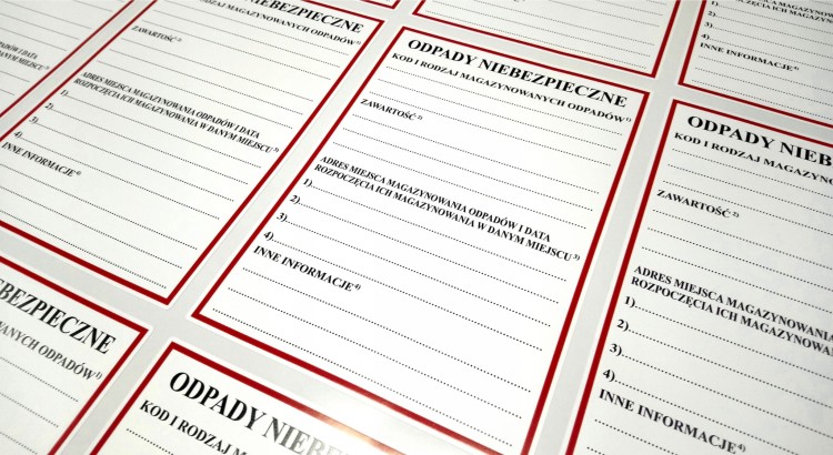 ODPADY NIEBEZPIECZNE Naklejki Etykiety FOLIA x 100