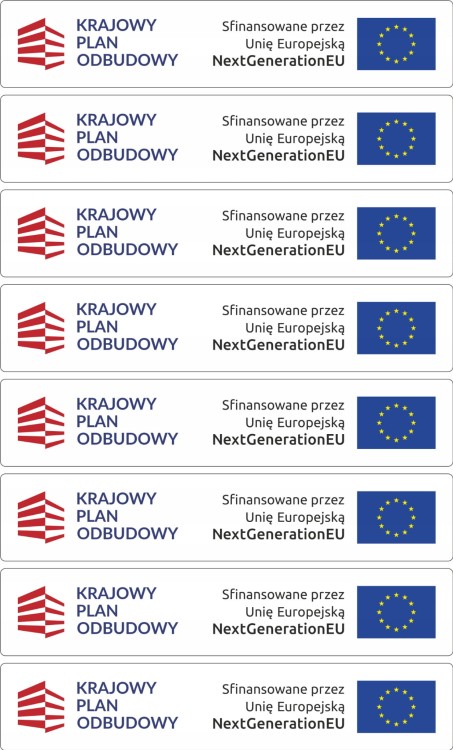 Naklejka KPO KRAJOWY PLAN ODBUDOWY dofinansowanie silos 180x35mm 8szt
