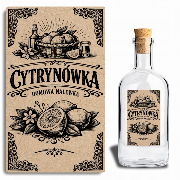 Etykiety na Nalewkę - CYTRYNÓWKA | Styl Vintage | Domowa Nalewka 50szt