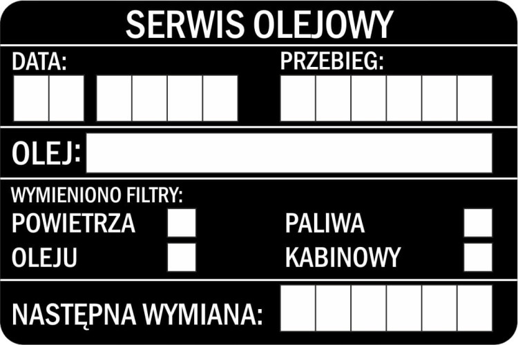 Naklejki serwisowe WYMIANA OLEJU - 80szt