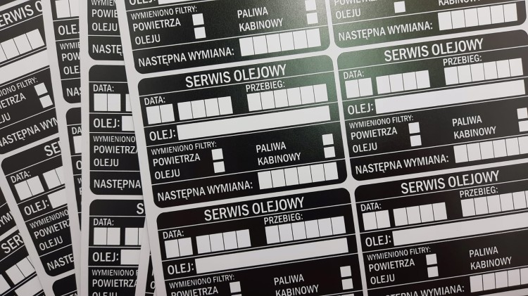 Naklejki serwisowe WYMIANA OLEJU - 80szt