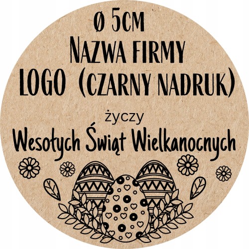 Naklejki WESOŁYCH ŚWIĄT Wielkanocne Personalizowane z LOGO - 240szt - 5cm