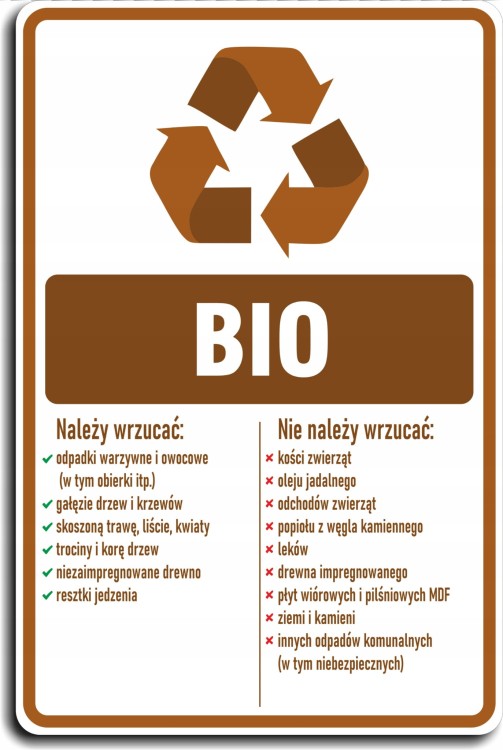 BIO odpady naklejka na kosze segregacja śmieci 20x30cm