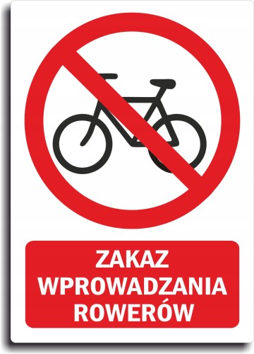 Naklejka znak ZAKAZ WPROWADZANIA ROWERÓW 28cm