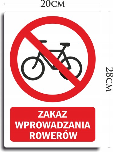 Naklejka znak ZAKAZ WPROWADZANIA ROWERÓW 28cm