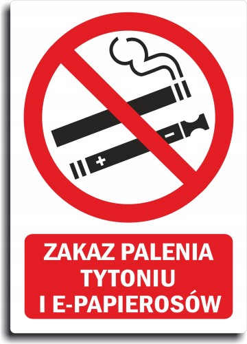 Naklejka ZAKAZ PALENIA TYTONIU I E-PAPIEROSÓW 28cm