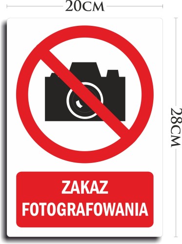 Naklejka ZAKAZ FOTOGRAFOWANIA 20x28cm