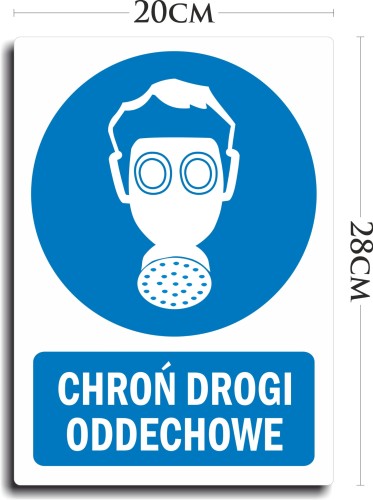 Naklejka BHP CHROŃ DROGI ODDECHOWE DUŻA 20x28cm