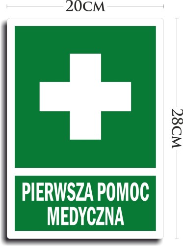 Naklejka BHP APTECZKA Pomoc medyczna DUŻA 20x28cm