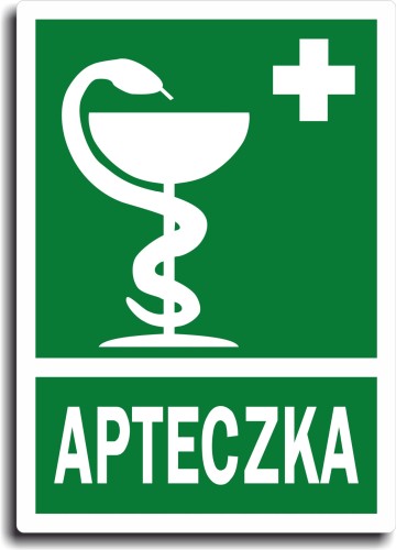 Naklejka BHP APTECZKA Pomoc medyczna DUŻA 20x28cm