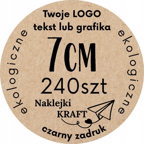 Naklejki kraftowe z LOGO - 7cm - 240szt - Personalizowane
