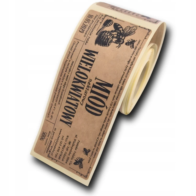 Personalizowane etykiety na MIÓD ekologiczne kraft I 120x50mm I 100szt