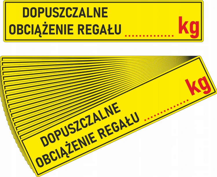 Naklejki DOPUSZCZALNE OBCIĄŻENIE REGAŁU | duże | wodoodporne | 19cm | 20szt