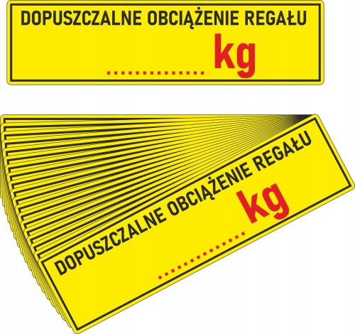 Naklejki na półki DOPUSZCZALNE OBCIĄŻENIE REGAŁU | 15cm | 20szt