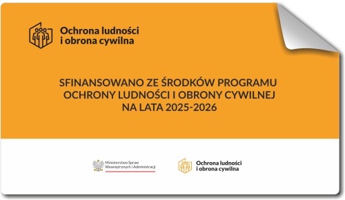 NAKLEJKA SFINANSOWANO OLiOC 2025-2026 - OCHRONA LUDNOŚCI I OBRONA CYWILNA | 150x85mm